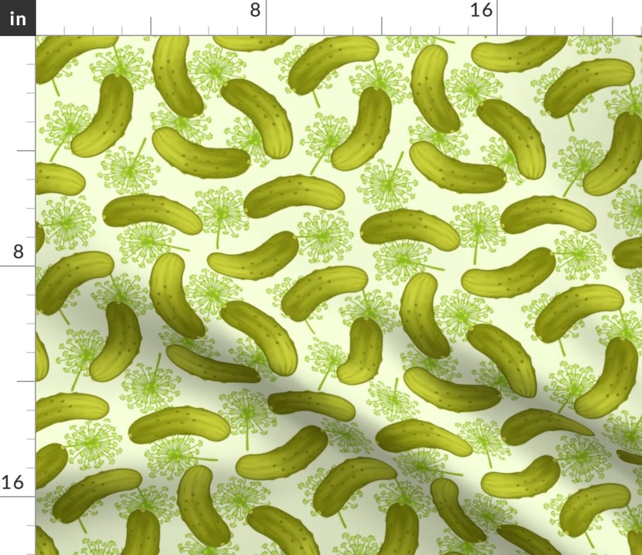 Pickles Pickle Green Pickled Cucumbers Herb Custom Printed Fabric by Spoonflower Various Fabrics by the Yard or Fat Quarter